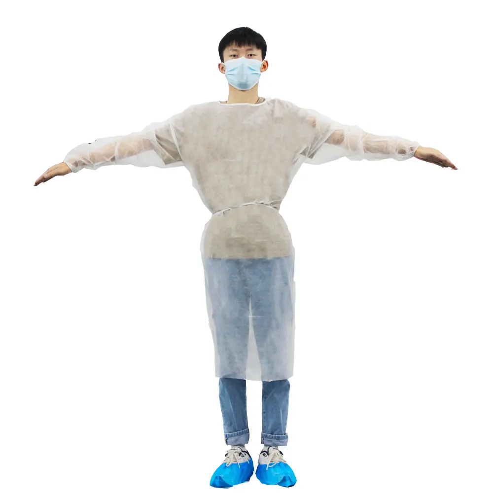 مصنع توريد PP المريض أثواب غير steril الأبيض اللون أردية عزل باتاس quirurgicas المتاح أردية عزل