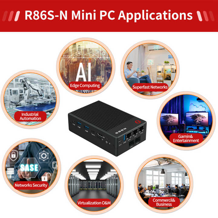 Gowin R86S-N305AファイアウォールルーターオールインワンミニPC 