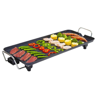 Grill électrique multifonctionnel d'intérieur, mini-plaque de cuisson carrée, barbecue avec commande par bouton, sécurité de la flamme réglable, en acier inoxydable, facile à utiliser
