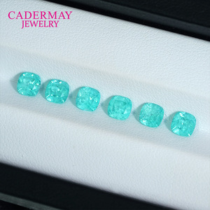 Cadermay Jewelry Synthetic Paraiba Garnet Cushion Cut Loose Stone For Jewelry Making Blue Gemstone - Product Image 5