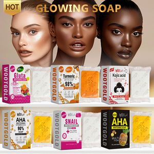 Jabón Artesanal en Barra de 80g con Rosa, Exfoliante, Control de Grasa, AHA, Glutatión, Cúrcuma, Colágeno y Ácido Kójico para una Piel Radiante - Product Image 1