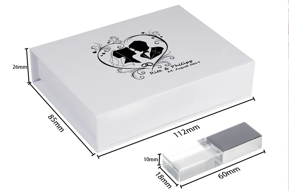 Clé Usb en cristal avec Logo personnalisé, avec boîte pour cadeau de photographie, clé Usb de mariage de 32 go 64 go