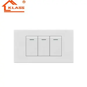 Modern design 10A 250V 3 gang 2 way Push Button Home Wall Electric light Switches Socket for Peru