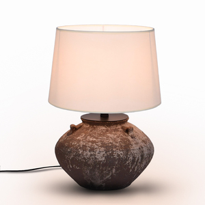 Handcrafted Wabi-Sabi Ceramic <b>Table</b> Lamp with Linen Lamp Shade Boho Farmhouse Nightstand Lamp for Bedroom Living Room Hotel - Product Image 5