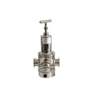 วาล์วควบคุมสแตนเลสแบบสุขภัณฑ์ ปลายแบบ Tri-Clamp พร้อมเกจวัด ด้ามจับแบบตัว T 304 316L แบบลดแรงดัน - Product Image 3
