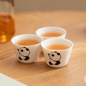 Juego de té de viaje de cerámica portátil con diseño de Panda, taza rápida para invitados para uso doméstico y al aire libre, taza de té de Kung Fu exclusiva Personal - Product Image 5