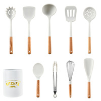 Ensemble d'ustensiles de cuisine en silicone sans BPA, 12 pièces, accessoires de cuisine, outils pour cuisiner, logo personnalisé, couleur, passe au lave-vaisselle