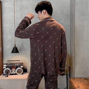 Hiver 2022 Nighty Designs Hommes 100% Coton Pyjamas Revers Manches Longues Plus Size Sleepwear Loose Casual Home Wear Set - Product Image 3