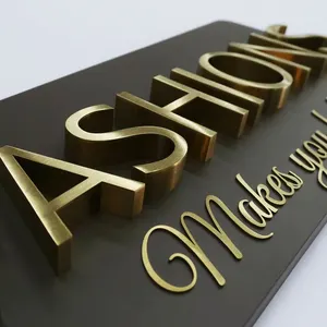 Custom Laser Cut Stainless Steel Wall Mount Brass Signage Gold Brass Stainless Steel 3d Design Metal Logo