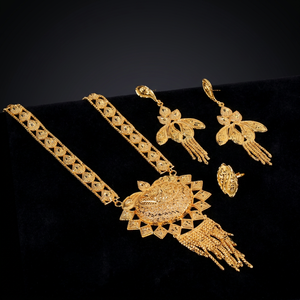 Micron Gold Plated Women's Wedding Adjustable Length Long Necklace Set Fashion Jewelry Export <b>Copper</b> Brass Chapado En Oro Oro - Product Image 4