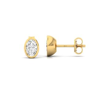 Boucles d'oreilles solitaires en diamant CVD de laboratoire de 0,37 ct, taille ovale, couleur fantaisie, certifiées IGI, plaquées or 10 carats, tendance, élégantes et étincelantes - Product Image 5