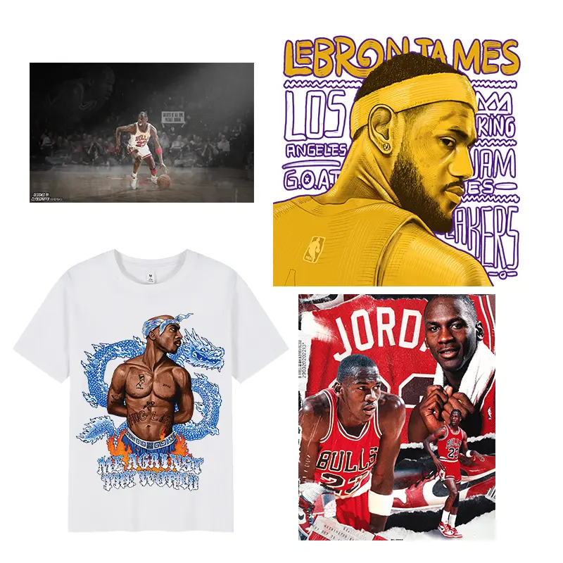 Custom Basketball Star Plastic Heat Transfer Iron Transfer Dtf Film Printing Preparation Press Heat Transfer Design T-Shirt