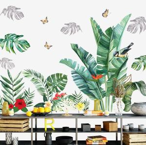 Adesivo <span class=keywords><strong>da</strong></span> <span class=keywords><strong>parete</strong></span> con foglie di <span class=keywords><strong>piante</strong></span> tropicali decorazioni per la casa camera dei bambini Nordic Rainforest Green Plants Window Wall Decal - Product Image 2