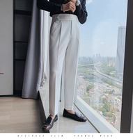 Celana Formal Pria Elegan 2026 Warna Solid dengan Saku, Kancing, untuk Pesta, Pernikahan, Bisnis, Kantor, dan Santai