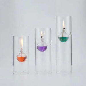 Wholesale custom handmade cylindrical glass candlestick <strong>oil</strong> <strong>lamp</strong> suitable for dining table smokeless dinner candlelight