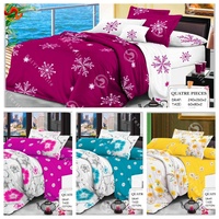 Parure de Lit Trois Places Housse de Couette Drap Housse en Coton Drap Plat 2 Draps 2 Taies d'Oreiller