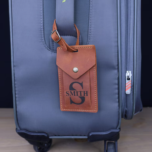 Étiquettes à bagages <span class=keywords><strong>en</strong></span> cuir personnalisées, cadeau d'affaires, étiquette à bagages, accessoires de voyage, étiquette de valise, étiquette à bagages avec fermoir - Product Image 4