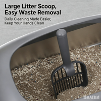Nouveauté - Grande litière pour chat en acier inoxydable semi-fermée, anti-déversement, stable et durable