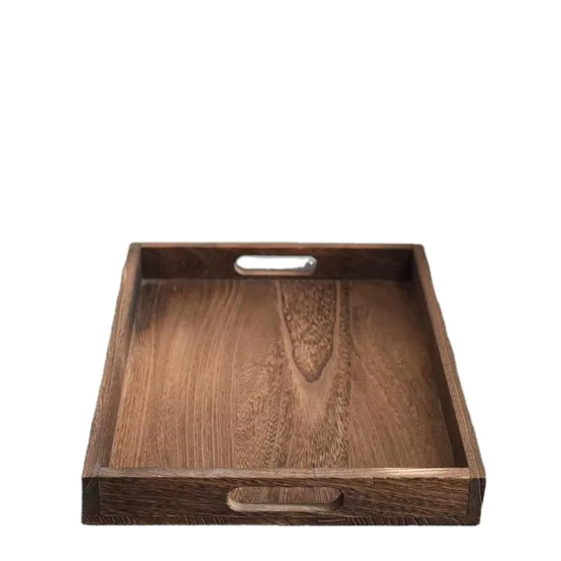 Wholesale custom logo Paulownia wood with handle tray Creative charcoal Japanese storage tray