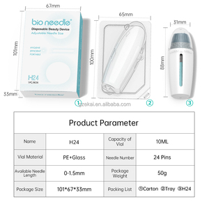 เข็มไบโอ H24 เดอร์มา สแตมป์ ปรับระดับได้ ไฮดรา นีดเดิล ไทเทเนียม 10 มล. 24K อควา โกลด์ สำหรับใช้ในร้านเสริมสวย - Product Image 6