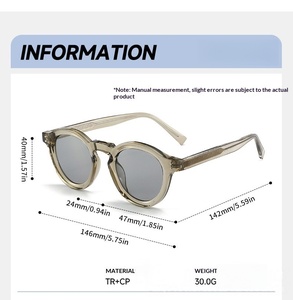 Lunettes de soleil unisexes tendance avec logo personnalisé, monture ronde TR, verres plats anti-lumière bleue UV400, idéales pour les vacances et les influenceurs - Product Image 4