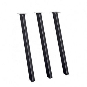 Pieds de table à manger amovibles en acier forgé et fonte noir mat, style moderne, pour chambre, appartement, maison, bureau, hôpital, salon - Product Image 3