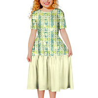 Vêtements pour enfants personnalisés, jupes maxi à col rond d'été samoanes, vêtements pour enfants surdimensionnés polynésiens, robes à étages douces pour filles hawaïennes