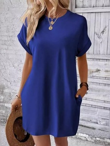 Nouvelle Robe Décontractée Ample Unie avec Poche au Col pour Femmes Rondes Été 2026 - Product Image 3