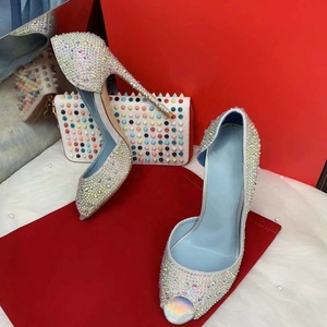 Doris Fanny – Escarpins de mariée en cuir véritable à bout ouvert, ornés de cristaux argentés, tendance mode, respirants, pour l'été et l'automne - Product Image 4