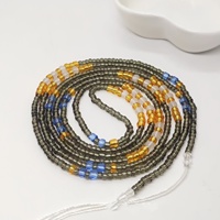 Nouvel Arrivage Perles de Taille Africaines Bijoux Corporels Colorés de Mode avec Perles de Riz en Cristal et Attache en Coton, Chaîne Ventre Bohème pour Femme