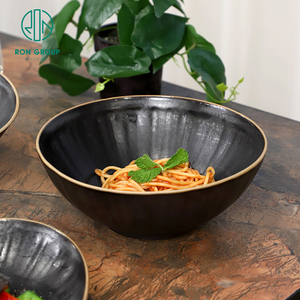 Vaisselle en gros noire, bols ronds en céramique de 7,5/9,5 pouces pour desserts, salades et soupes, couverts de table pour restaurants commerciaux - Product Image 3