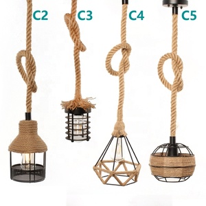 European / American Style Cheap Industrial Hanging <strong>Cage</strong> Hemp Rope Pendant <strong>Light</strong> Made in China - Product Image 6