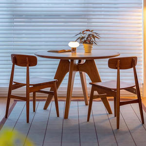 Mesa de comedor redonda Taoxi de madera de cerezo maciza de 120 cm, estilo nórdico, estructura de soporte estable para comedor. - Product Image 4