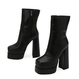 2023 Spot Supply Fashion Thick Heel Waterproof Platform Heightened Nude <b>Boots</b> Comfortable High Heel Ankle <b>Boots</b> - Product Image 3