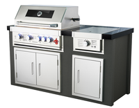 Barbecue à gaz GPL/GN extérieur de luxe moderne haut de gamme en acier inoxydable 304 intégré, brûleurs réglables, allumage piézoélectrique électronique