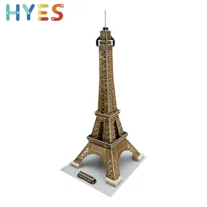 Huiye Paris yapı taşları DIY 3D eyfel kulesi karton kapalı bulmaca masaüstü süslemeleri el yapımı blok oyuncak hediye çocuklar için