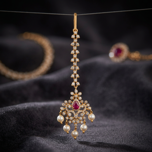 Tikka en forme de fleur de zircon, plaqué or, bijou de collection culturel, bijoux de mariage indiens pour femmes - Product Image 3