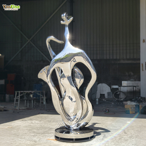 Miroir YOUFINE pour espaces contemporains ou décoration de galerie, miroir en acier inoxydable, <span class=keywords><strong>sculpture</strong></span> <span class=keywords><strong>abstraite</strong></span> de violoncelle - Product Image 4