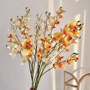 Fleurs artificielles en soie de freesia et d'orchidée, blanches, oranges, roses, violettes, à branche unique, haute simulation, pour décoration intérieure - Product Image 1