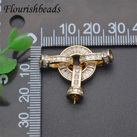 Fermoirs ronds de grande taille en Zircon cubique multi-boucles plaqués or argent anti-décoloration de Style de luxe pour la fabrication de bijoux à bricoler soi-même
