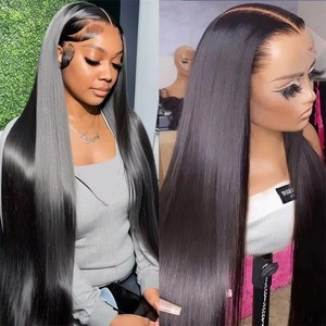 14 Inch Virgin Hair Wig Super Comfortable Natural Looking off <b>Black</b> 1B Color with 99J Transparent HD <b>Lace</b> Top Straight <b>Black</b> Wig - Product Image 1