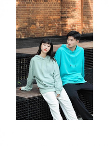 Sweat à capuche lourd 300g avec poche épaule, double capuche, style étudiant, coupe ample, uni, hiver, 100% coton, impression LOGO, avec boucle - Product Image 4