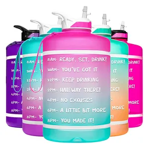 BPA FREE PETG Large 1 Gallone/128oz Motivierende GYM-Wasser flasche mit Zeit markierung und Strohhalm