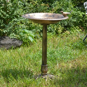 Oro antiguo <span class=keywords><strong>de</strong></span> Pedestal independientes pájaro baños <span class=keywords><strong>de</strong></span> agua tazón alimentador al aire libre <span class=keywords><strong>jardín</strong></span> patio Decoración - Product Image 6