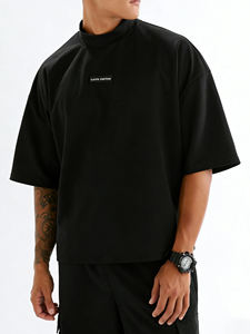 Мужские футболки LTD-MT1043: Оригинальный дизайн Quiet Luxury от производителя Lesstell, с высоким воротником, оверсайз - Product Image 1