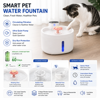 Fontaine à eau automatique portable moderne pour chat et chien en ABS blanc, batterie 4000 mAh, sans fil, capteur de mouvement intelligent, 2,6 L