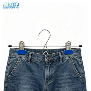 Metal Clip Pant Skirt Hanger With 2 Clips Space Saving Storage Clothes Organizer Hook Type Rectangle Shape PP Material - Product Image 2