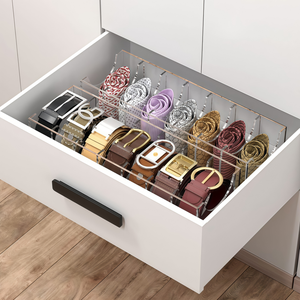 Organisateur de ceintures en acrylique transparent à 7 compartiments, support de rangement et de présentation pour placard, tiroir, maison et magasin - Product Image 2
