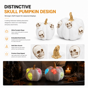Décoration de table lumineuse en résine LED, motif citrouille et crâne, <span class=keywords><strong>pour</strong></span> <span class=keywords><strong>Halloween</strong></span>, vente en gros OEM ODM - Product Image 2