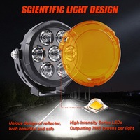 Feux de conduite tout-terrain à LED ronds à 7 lentilles, longue durée de vie, 4,5 pouces, spot, stroboscope, ambre, DRL sur le devant, meilleurs feux auxiliaires pour moto